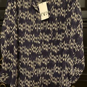 NWT Indigo Zara sheer button down shirt/blouse.